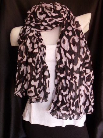 Foulard Léopard Noir et Blanc